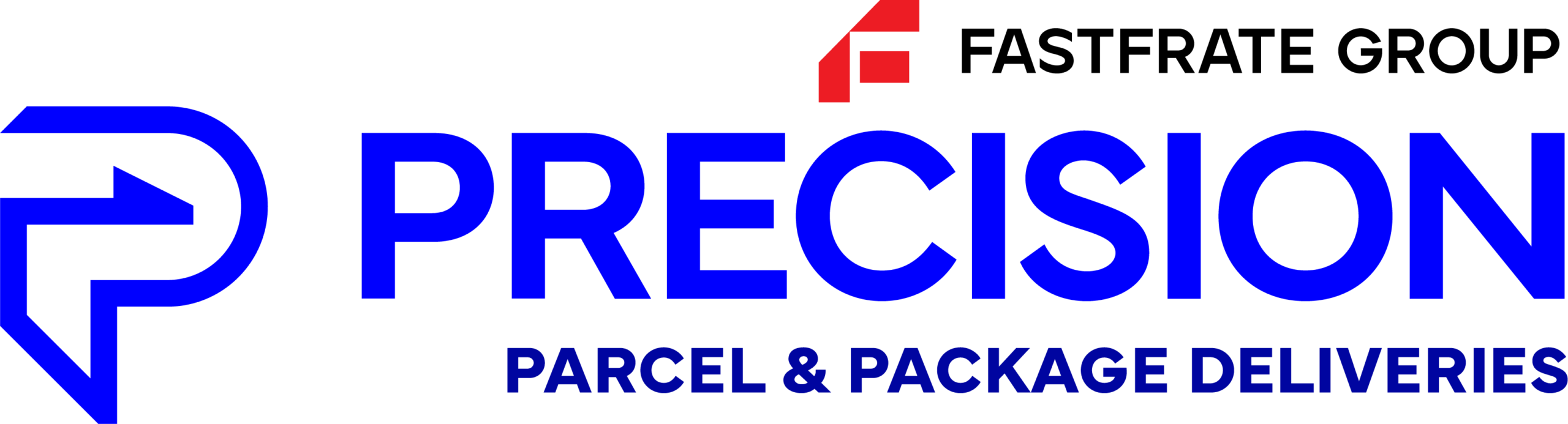 Blue and red logo for Precision Parcel & Package Deliveries