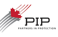 Logo featuring "PIP" with a red maple leaf and dynamic lines